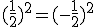 (\frac{1}{2})^2=(-\frac{1}{2})^2